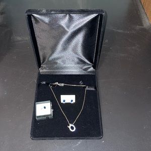 Sapphire diamond ring necklace and earrings set